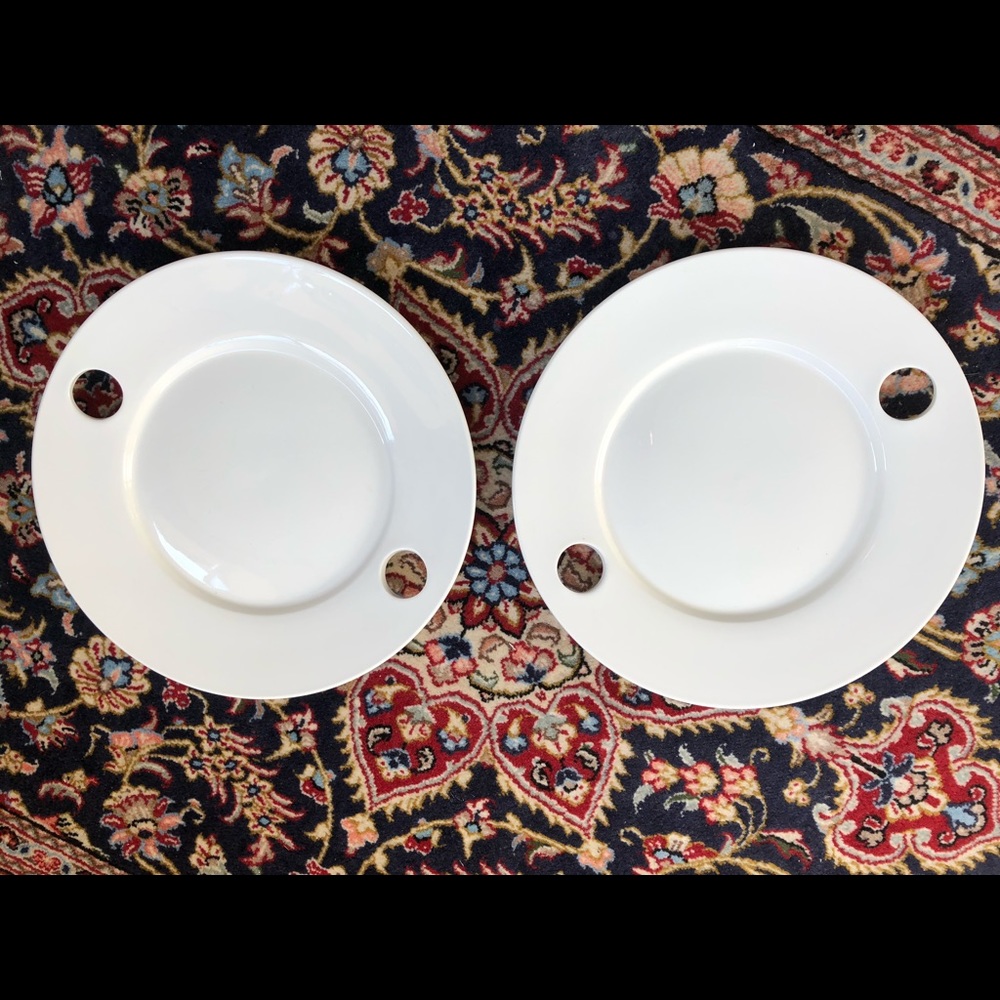 WHITE Pair Date Plates Dinnerware Cutout